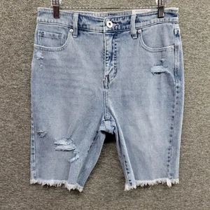 Style & Co. Shorts Women's 6 Blue High Rise Ripped Bermuda Fly Away Denim NWT - Picture 1 of 8