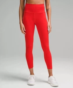 Lululemon Wunder Train High Rise Ajustado con Bolsillos 25" en Rojo Caliente Caliente - Imagen 1 de 7