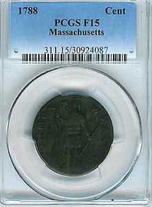 1788 Massachusetts Colonial Cent : PCGS F15 - Picture 1 of 2