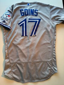 2017 Game Worn Toronto Blue Jays Ryan Goins #17 Road Jersey Size 44 MLB 40th pat - Picture 1 of 13