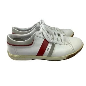 Tenis para hombre Prada America Cup blancas rojas grises de cuero talla 9,5 - Imagen 1 de 11