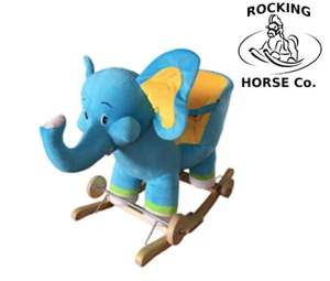 NEW Plush ELEPHANT Rocking Chair on Wooden Rockers with Wheels + Sound Effects - Picture 1 of 1