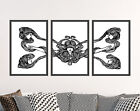 Long Entangled Hair Line Drawing Triptych - Set of 3 Art Print Poster Painting