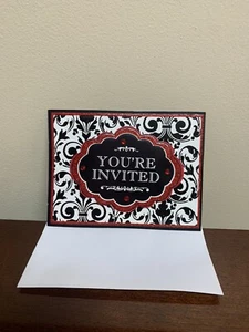 New - Amscan Red Black Christmas Holiday Party Invitations - 8 Count - Picture 1 of 4