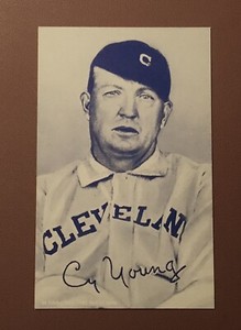 Cy Young 1980 Exhibit Card Baseball Postcard Blue Tint  3.5" x 5.5"