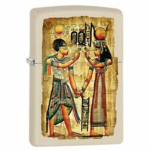 Zippo Lighter Egyptian Painting on Papyrus on Cream Matte