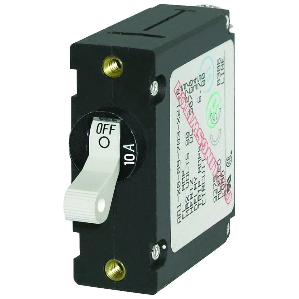 Blue Sea Systems A-series White Toggle Circuit Breaker - Single Pole 10a 7206