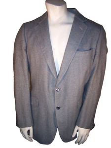Lebow for Jacobson's 44L Cashmere Blue/Gray Herringbone Blazer Jacket - Picture 1 of 6