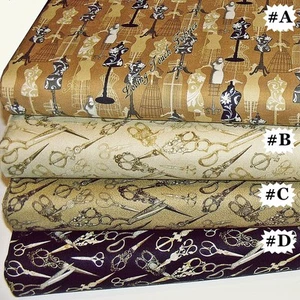 BENARTEX "SEW VINTAGE" MANNEQUINS SCISSORS FABRIC COLLECTION - Picture 1 of 5