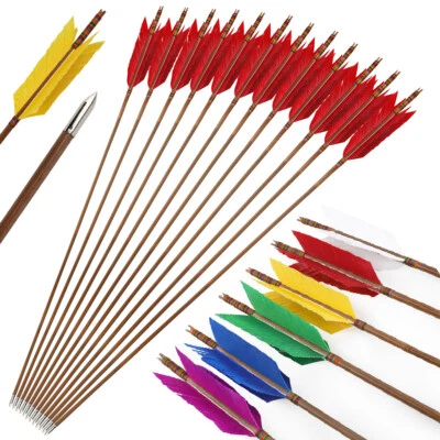 33" Bamboo Arrows 4'' Turkey Feathers Archery Longbow Recurve Bow Hunting Target - Image 1 of 4