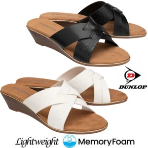 Ladies Memory Foam Wedge Sandals Comfort Walking Beach Strappy Mules Shoes - Picture 1 of 19