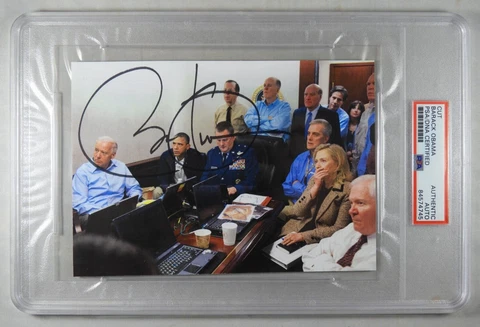 Photograph of Osama Bin Laden Killing SIGNED by Barack Obama - In PSA/DNA Holder Cover
