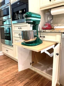Kitchen Appliance Lift, White, with Self-Locking Spring Mechanism for Heavy A... - Picture 1 of 6