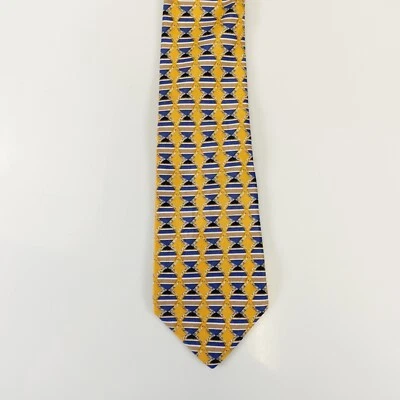Corbata a Rayas Para Hombre Azul Amarillo Diamante Art Deco Retro Años 90 Traje Informal KETCH Foto 1 de 4