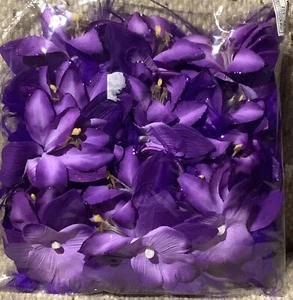 12 Pack Of Dark Purple Flower Elastic Snagless Hair Ties - Picture 1 of 3