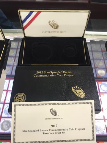 2012 Star Spangled Banner Commemorative 2-coin Set Box and Papers Only. No Coins Cover