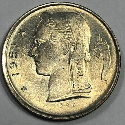 1951  Belgium Uncirculated One Franc Foreign Coin #2302 - Image 1 of 2