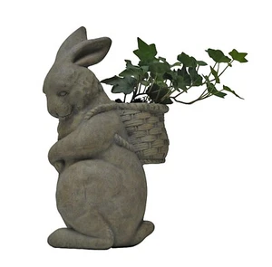BUNNY RABBIT WITH BASKET GARDEN PLANTER - Picture 1 of 1