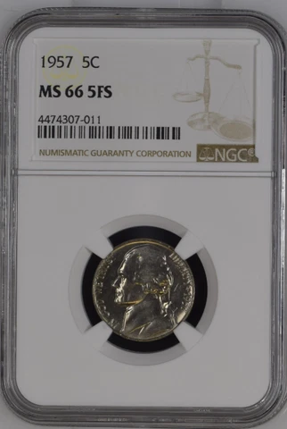 1957 NICKEL NGC MS-66 5FS Cover