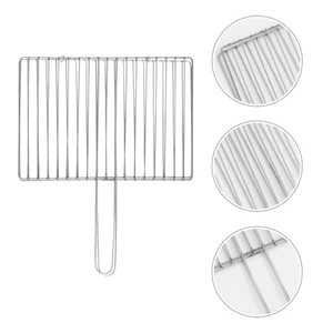Morsetto Rete Barbecue Grill Acciaio Inox Rack Strumento per Esterno - Foto 1 di 12