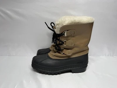 Sorel барсук середины икры зимние снег ботинки коричневый кожаный шнурует вверх большой детей девочек 4 - Изображение 1 из 4