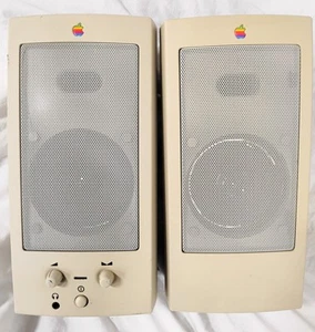 Haut-parleurs vintage AppleDesign alimentés 1993 M6082 *ENCEINTES UNIQUEMENT* - Photo 1/5