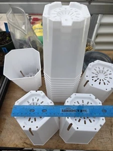 4.5" x 4.5" x 6.5" Deep, Sturdy, High Quality White Nursery Pots - Set of 10 - Picture 1 of 7