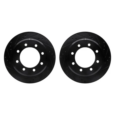 For Ford E-350 Super Duty 08-23 Drilled & Slotted Rear Brake Rotor Set - Imagem 1 de 3