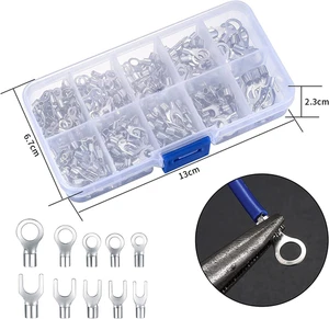 Kit 320 pz morsetti ad anello non isolati e connettore forcella anello rame forcella tipo U - Foto 1 di 7