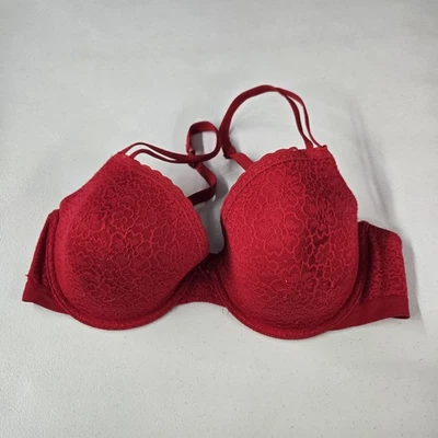 Sujetador Aerie Mujer 38D Rojo Floral Camiseta Con Aros Encaje Convertible Ajustable Foto 1 de 4
