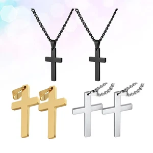 6Pcs Cross Stainless Steel Gift Black Silver - Foto 1 di 11