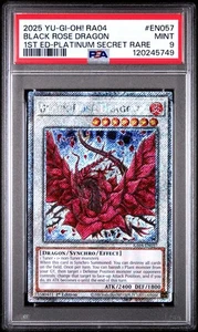  Yugioh Black Rose Dragon RA04-EN057 Platinum Secret Rare Stampede PSA 9 - Picture 1 of 2