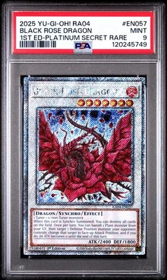  Yugioh Black Rose Dragon RA04-EN057 Platinum Secret Rare Stampede PSA 9 - Image 1 of 2