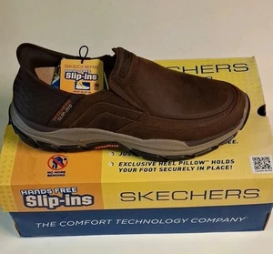 Skechers Slip-Ins Para Hombres Talla 9.5 Respetado Cuero Marrón Elgin Relajado Comodidad Nuevo Con Etiquetas - Imagen 1 de 13