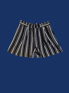 Kristen Nicole women’s plus size 3X paperbag pull-on shorts black white striped - Picture 1 of 3