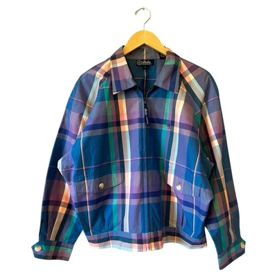 Jaqueta de golfe feminina vintage BABE DIDRIKSON xadrez pastel com zíper frontal grande nova com etiquetas - Imagem 1 de 4