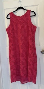Nine West Lace Lined MIDI Dress Pink Zip Back 14 - Picture 1 of 6
