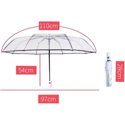 AIXICWXI Paraguas Transparente Transparente con Viaje Automático Abierto/Cerrado, Boda  Foto 1 de 4