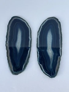 Two Blue Agate Geode Thin Slices Approximately 5 inch x 2 inch. - Picture 1 of 4