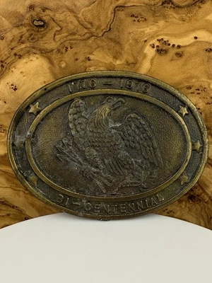 Vintage US Bicentennial 1776-1976 Eagle Belt Buckle Bronze Tone Oval - Image 1 of 3