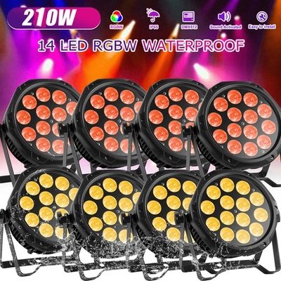 8x 210W RGBW Waterproof 14LED Par Can Light DMX Beam Wash Stage DJ Party Disco - Image 1 of 4