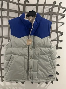 New Patagonia Reversible Bivy Down Vest Full Zip Sleet Green Blue Mens XL - Picture 1 of 4