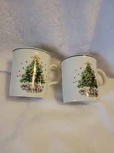 Christmas Mugs Set Of 2 With Christmas Trees By Christmas Eve/ Salem - Picture 1 of 6
