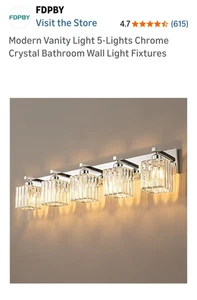 Modern Vanity Light 5-Lights Chrome Crystal Bathroom Wall Light Fixtures - Picture 1 of 5