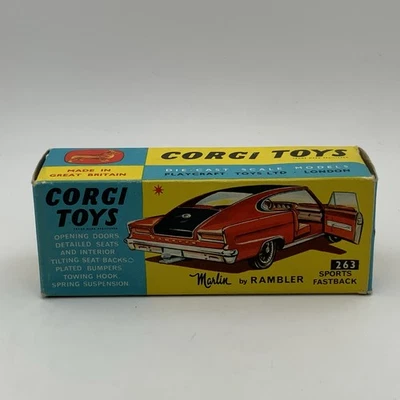 Corgi 263 Marlin Rambler Fastback. Caja vacía original VN como nueva solamente Foto 1 de 4