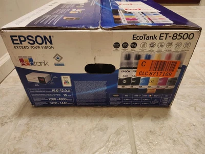 Epson EcoTank Photo ET-8500 All-in-One Printer White NEW in Stock Ready to Ship! - Image 1 of 4