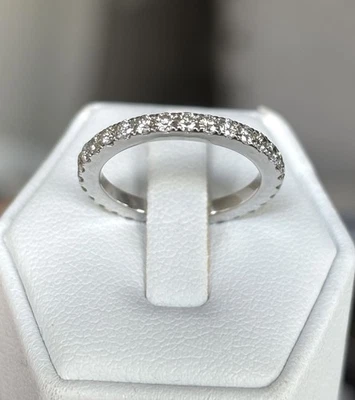 $2499 Appraised 14K White Gold 1.00 Ct Diamond Eternity Band Wedding Ring Sz 5.5 - Image 1 of 4
