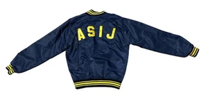 Vintage Asij Japan Field Hockey Varsity Satin Jacket Men’s M Blue Yellow RARE - Picture 1 of 15