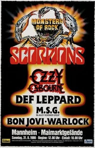 Monsters of Rock Scorpions, Ozzy Osbourne Def Leppard 1986 Framed Concert Poster - Picture 1 of 2