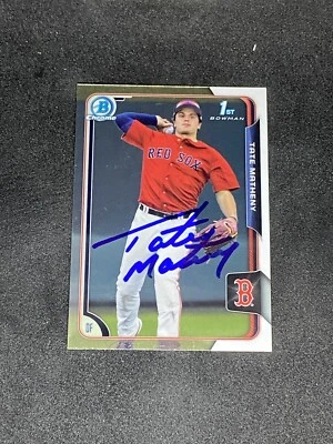 Tate Matheny 2015 Bowman Chrome Draft #89 Boston Red Sox Autographed Signed Card - Image 1 of 3